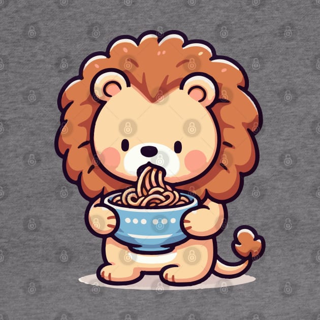 Cute lion Holding a bowl of ramen. by fikriamrullah